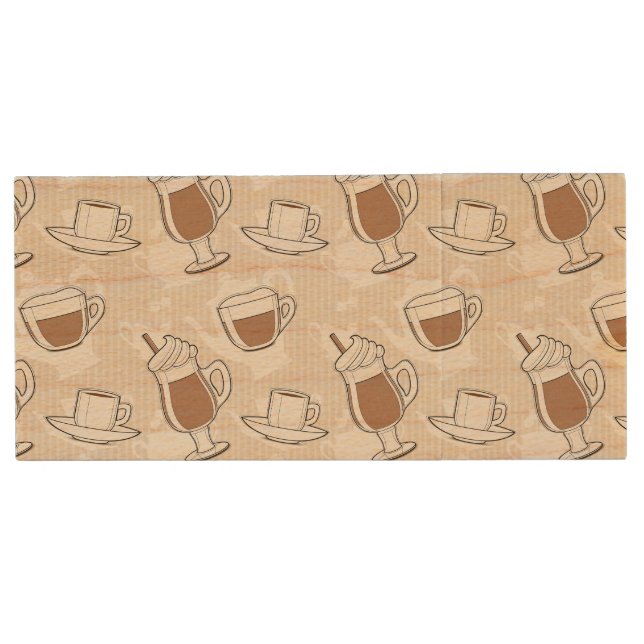 Coffee, sweet pattern wood USB flash drive (Front)