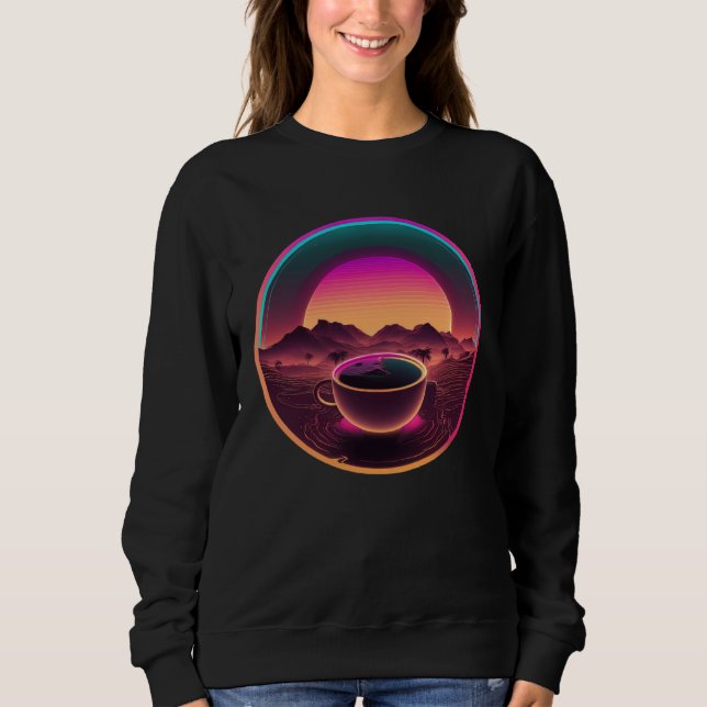 Coffee Synthwave 80s Retrowave Aesthetic Sweatshirt (Front)