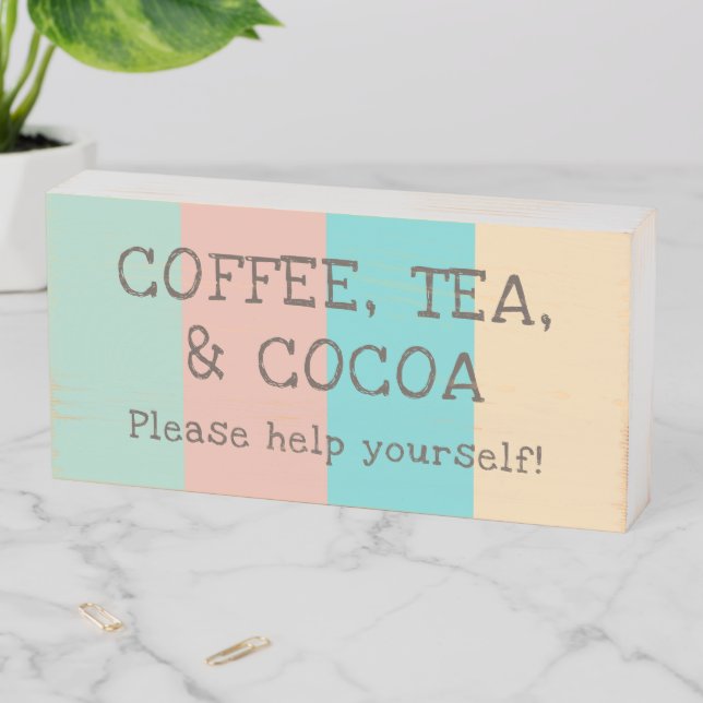 Coffee Tea Cocoa Retro Wood Box Sign (In Situ Horizontal)