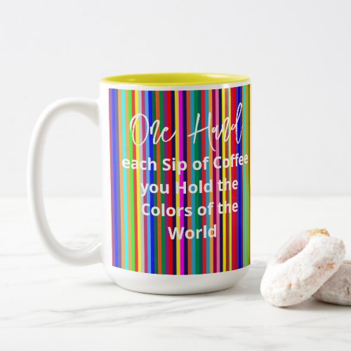 Coffee Tea Mugs Colors of the World Stripes  Two_Tone Coffee Mug