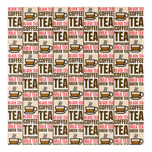 COFFEE TEA PATTERN, Acrylic Wall Art (Front)