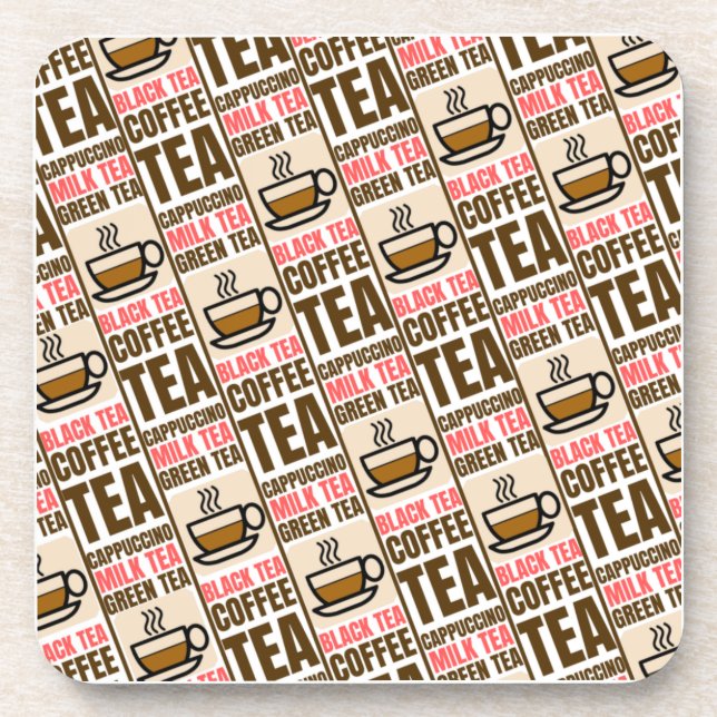 COFFEE TEA PATTERN, Hard plastic coaster (Front)