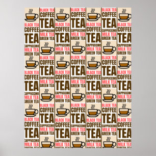COFFEE TEA PATTERN, Postcard Poster