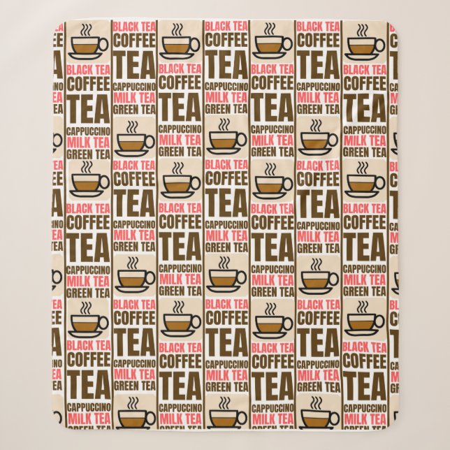 COFFEE TEA PATTERN, Sherpa Blanket (Front)
