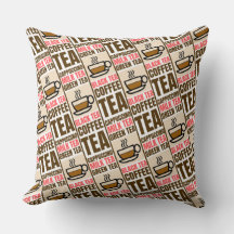 COFFEE TEA PATTERN, Throw Pillow