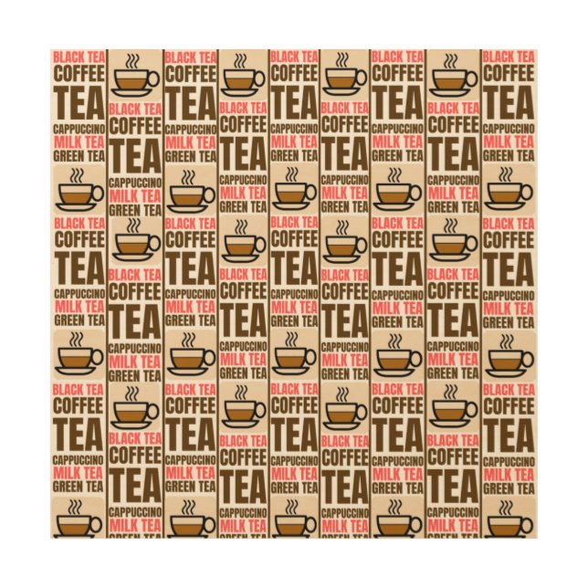 COFFEE TEA PATTERN, Wood Wall Art (Front)