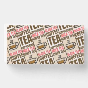 COFFEE TEA pattern Wooden Box Sign