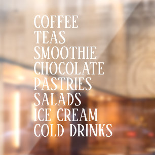 Coffee,Tea & Salads Window Vinyl –Transparent Food Window Cling
