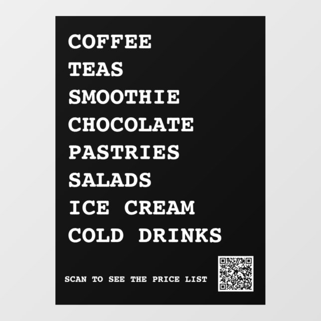 Coffee Tea Salads Window Vinyls  Food Cling (Sheet)