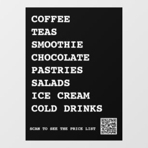 Coffee Tea Salads Window Vinyls  Food Window Cling