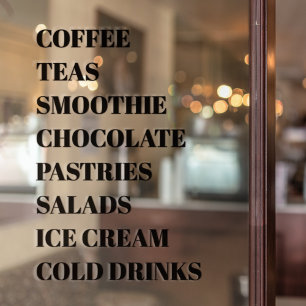 Coffee Tea Salads Window Vinyls Transparent Food Cling