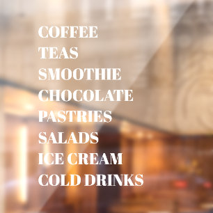 Coffee Tea Salads Window Vinyls Transparent Food Cling