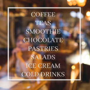 Coffee Tea Salads Window Vinyls Transparent   Food Window Cling