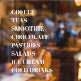 Coffee Tea Salads Window Vinyls Transparent Food Window Cling