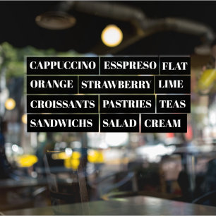 Coffee Tea Salads Window Vinyls Transparent   Food Window Cling