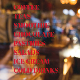 Coffee Tea Salads Window Vinyls Transparent   Food Window Cling