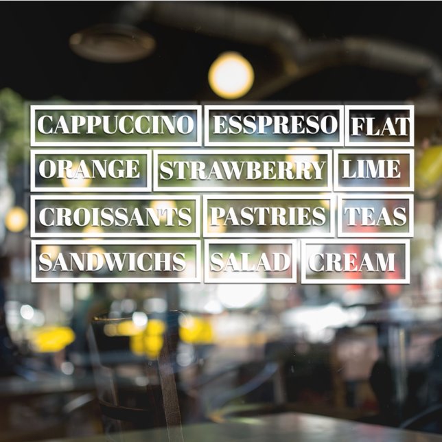 Coffee Tea Salads Window Vinyls Transparent | Food Window Cling (Creator Uploaded)
