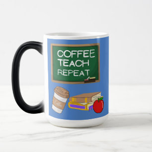 coffee, teach, repeat color morph mug