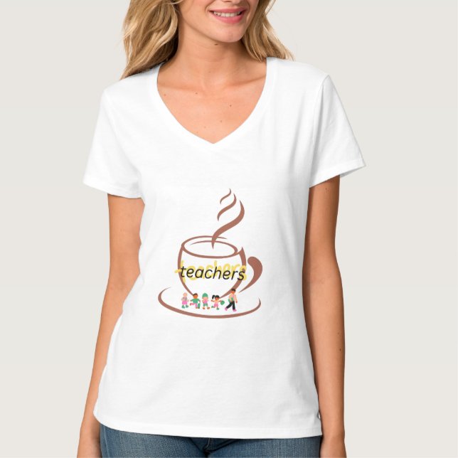 “Coffee Teach Repeat” Teacher T-Shirt (Front)