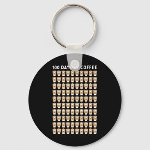 Coffee Teacher 100 Coffee Cups 100th Day School Keychain