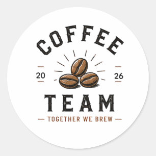 ☕ Coffee Team Cafe Staff Uniform Logo ☕ Classic Round Sticker