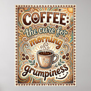 coffee the cure for morning grumpiness poster