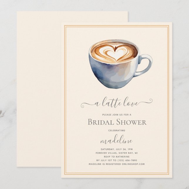 Coffee Theme A Latte Love Bridal Shower Invitation (Front/Back)