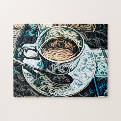 Coffee Theme Artsy Fine Art Jigsaw Puzzle