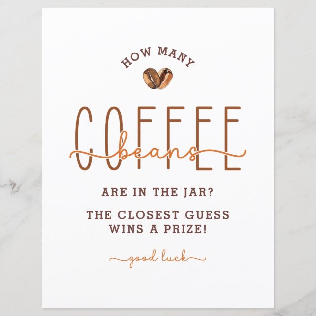 Coffee Theme Baby Shower Guessing Game (Front)