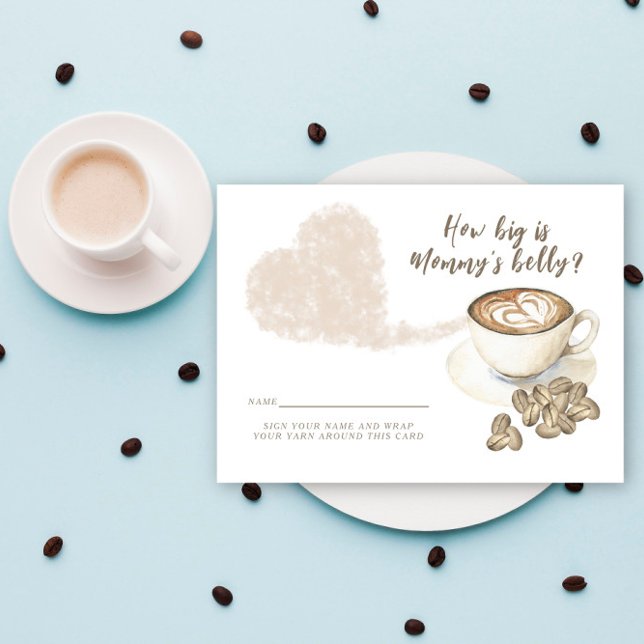 Coffee theme Baby shower How big is mommy's belly  Enclosure Card (Creator Uploaded)