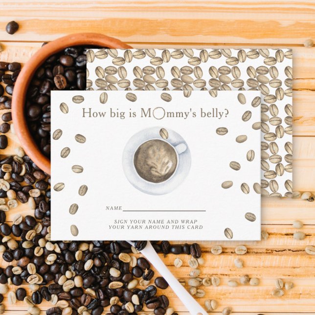 Coffee theme Baby shower How big is mommy's belly  Enclosure Card (Creator Uploaded)