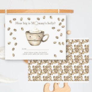 Coffee theme Baby shower How big is mommy's belly  Enclosure Card