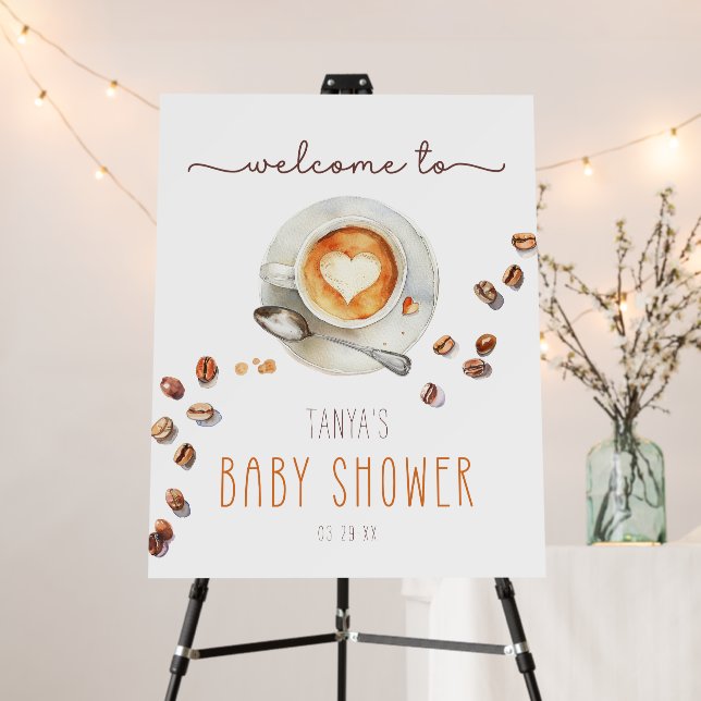Coffee Theme Baby Shower Welcome Sign (In Situ (Stand))