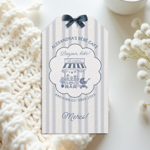 Coffee Theme Bebe Brunch Dusty Blue Baby Shower Gift Tags