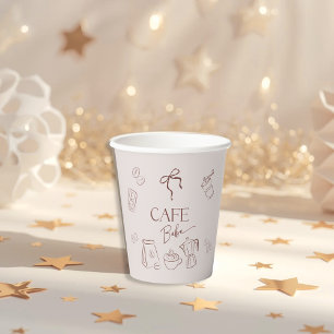 Coffee Theme Beige Cafe Bebe Brewing Baby Shower Paper Cups