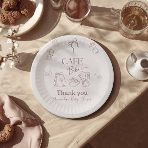 Coffee Theme Beige Cafe Bebe Brewing Baby Shower Paper Plates