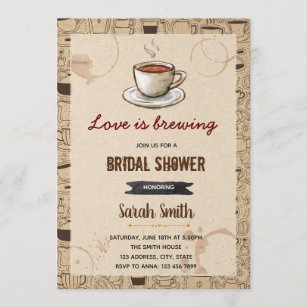 Coffee theme bridal shower invitation