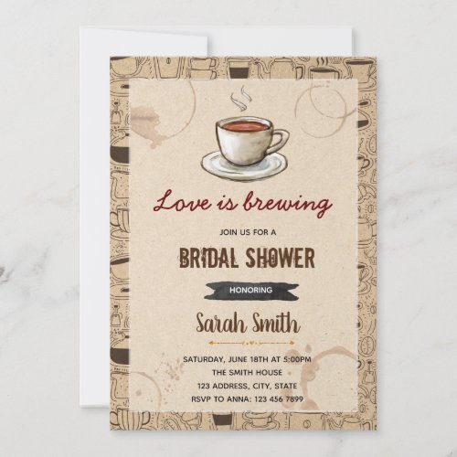 Coffee theme bridal shower invitation