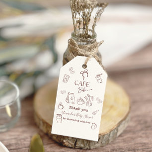 Coffee Theme Cafe Bebe Brewing Bow Baby Shower Gift Tags