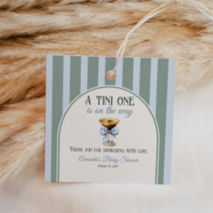 Coffee Theme Espresso Martini Blue Bow Baby Shower Favor Tags
