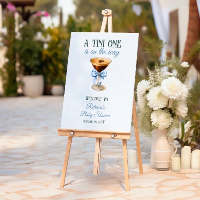 Coffee Theme Espresso Martini Blue Bow Baby Shower Foam Board (Creator Uploaded)