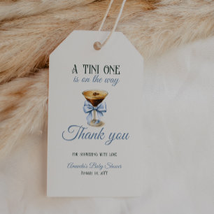 Coffee Theme Espresso Martini Blue Bow Baby Shower Gift Tags