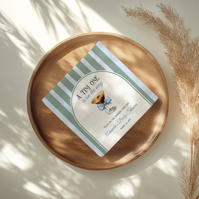 Coffee Theme Espresso Martini Blue Bow Baby Shower Napkins (Creator Uploaded)