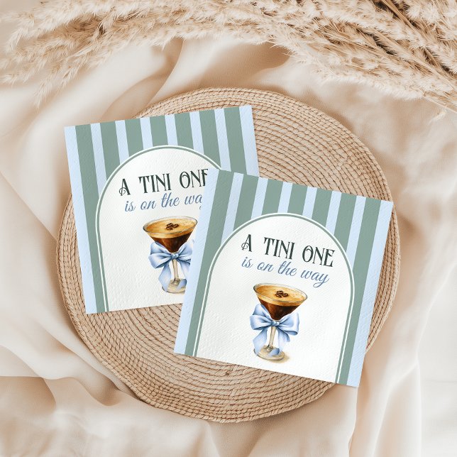 Coffee Theme Espresso Martini Blue Bow Baby Shower Napkins (Creator Uploaded)