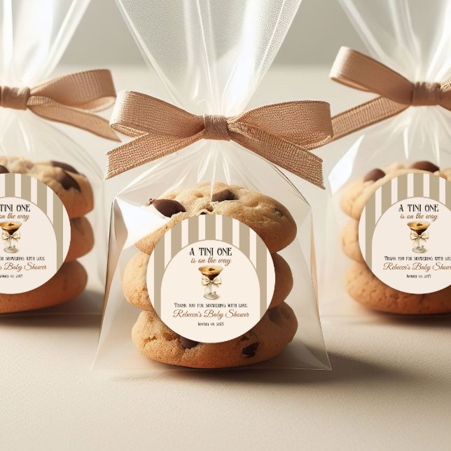 Coffee Theme Espresso Martini Bow Baby Shower Classic Round Sticker (Creator Uploaded)