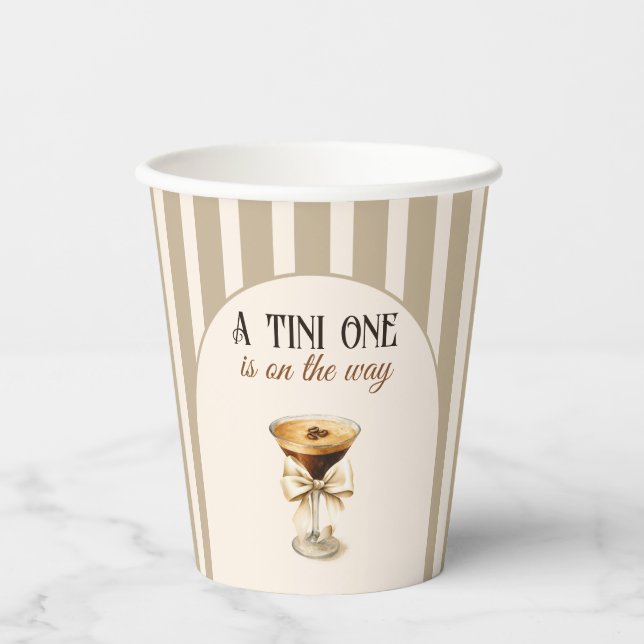 Coffee Theme Espresso Martini Bow Baby Shower Paper Cups (Front)