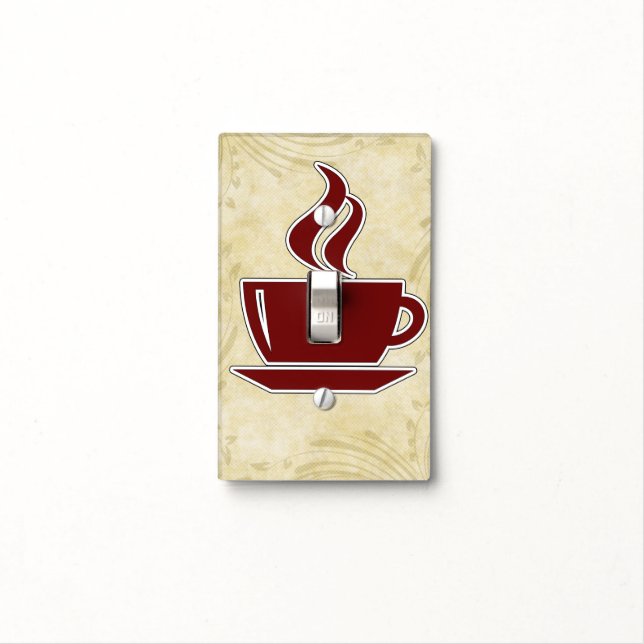 Coffee Theme Floral Background Light Switch Cover (In Situ)