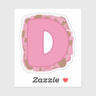 Coffee Theme Letter D Custom-Cut Vinyl Sticker