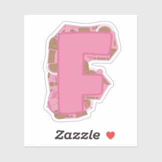 Coffee Theme Letter F Custom-Cut Vinyl Sticker
