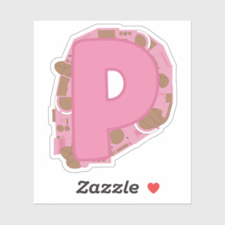 Coffee Theme Letter P Custom-Cut Vinyl Sticker